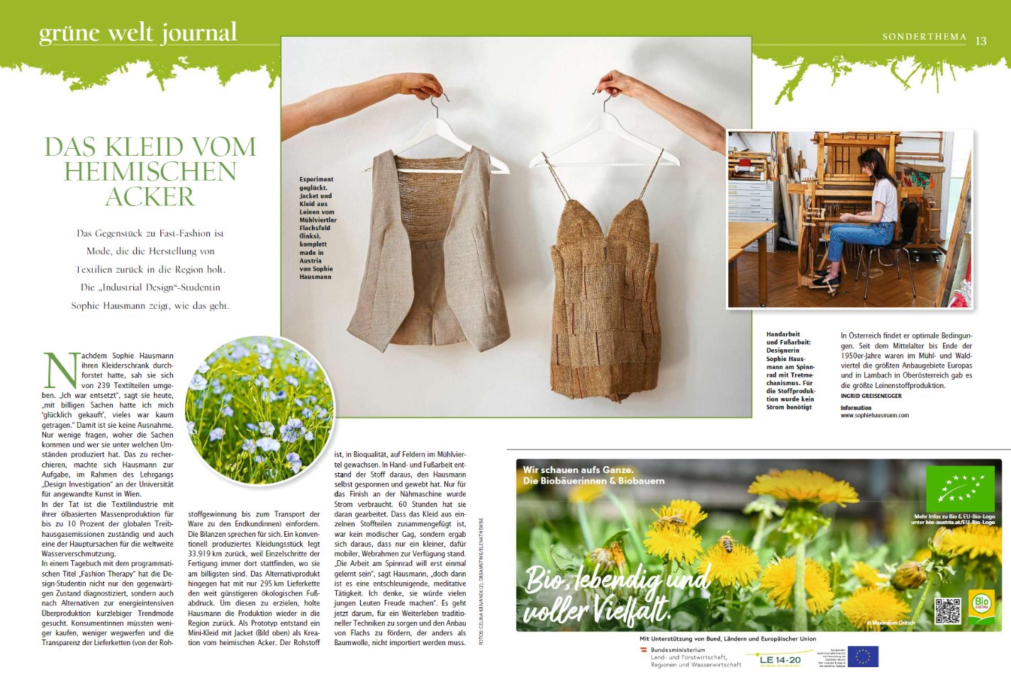 Zeitschriftenartikel „Das Kleid vom heimischen Acker