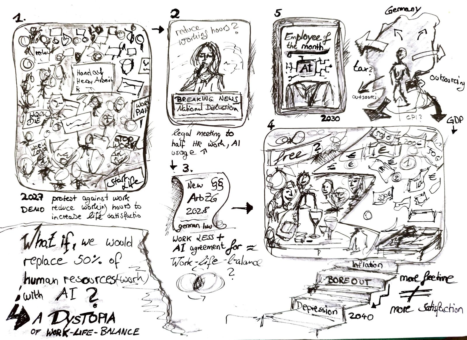 Storyboard-Skizzen für den Nachrichtenfilm